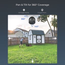 Reolink Argus A4KPTS2M64-UK Solar-Powered White Wireless 4K Indoor & Outdoor Dome WiFi Pan & Tilt Camera