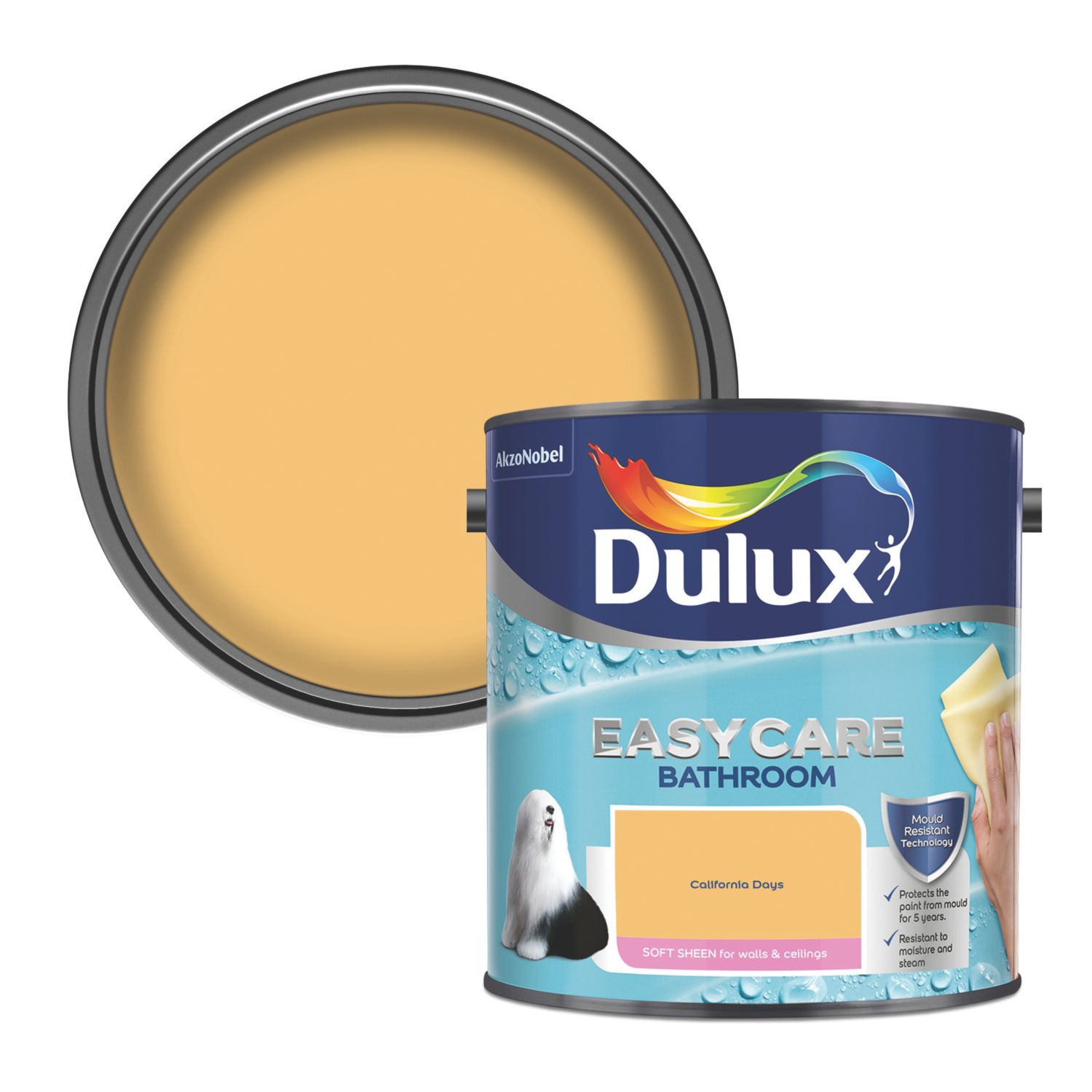 Dulux Easycare 2.5Ltr California Days Soft Sheen Emulsion Bathroom Paint (758RT)