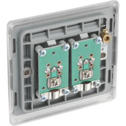 British General Nexus Metal 1-Gang Duplex TV Socket Brushed Steel