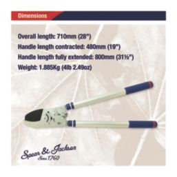 Spear & Jackson Razorsharp Advance 8290RS Telescopic Ratchet Anvil Loppers 40" (1016mm)