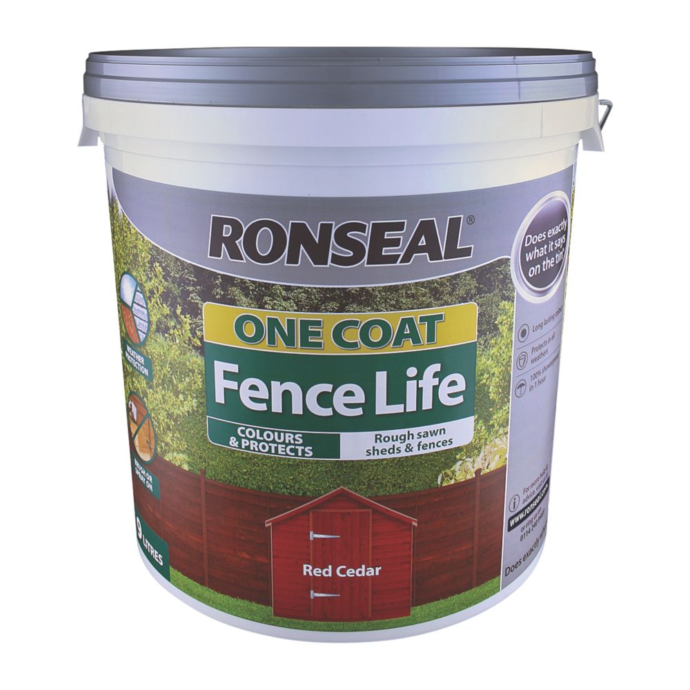 Ronseal One Coat Fence Life Red Cedar 9Ltr Screwfix