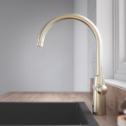 Grohe Ambi Dual Lever Kitchen Sink Mixer Tap Brushed Nickel