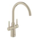 Grohe Ambi Dual Lever Kitchen Sink Mixer Tap Brushed Nickel