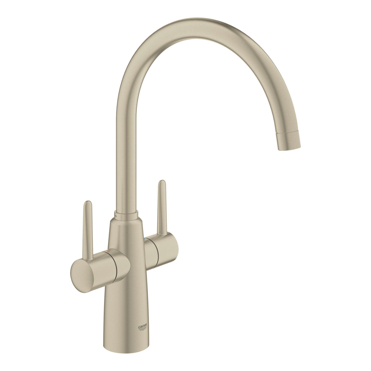 Grohe Ambi Dual Lever Kitchen Sink Mixer Tap Brushed Nickel (759AM)