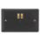 Varilight  13A 2-Gang SP Switched Socket + 4A 20W 2-Outlet Type A & C USB Charger Georgian Black with Black Inserts