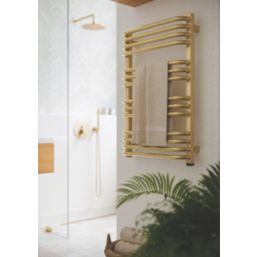 Terma Michelle Designer Towel Rail 780mm x 400mm Cream / Brass 1244BTU -  Screwfix