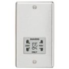 Knightsbridge  2-Gang Dual Voltage Shaver Socket 115 V / 230V Brushed Chrome with Colour-Matched Inserts