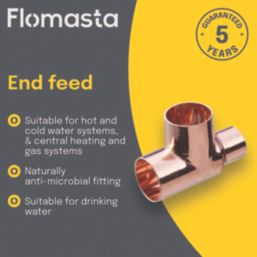 Flomasta  Copper End Feed Reducing Tee 28mm x 28mm x 22mm