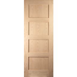 Jeld-Wen  Unfinished Oak Veneer Wooden 4-Panel Shaker Internal Fire Door 1981 x 686mm