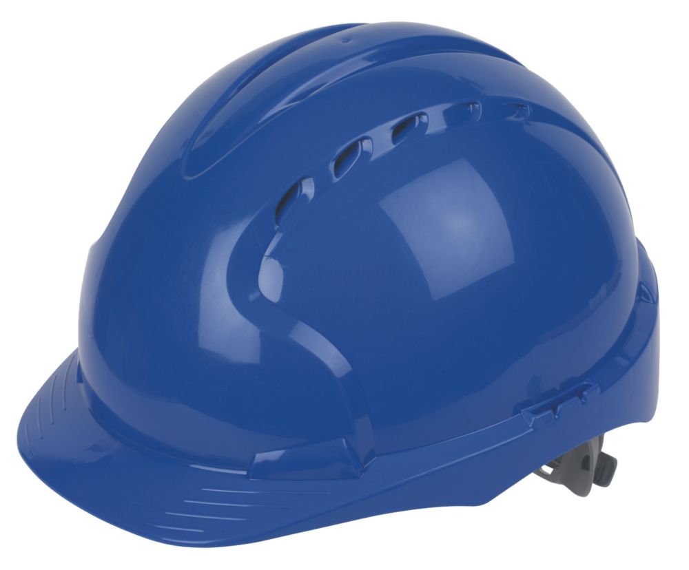 JSP EVO3 Comfort Plus Adjustable Slip Vented Safety Helmet Blue Screwfix