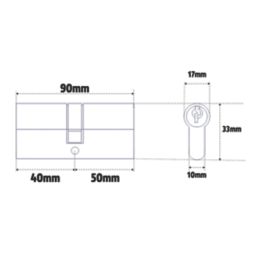 Smith & Locke Fire Rated 1 Star Double 1* 6-Pin Euro Cylinder Lock 40-50 (90mm) Polished Nickel