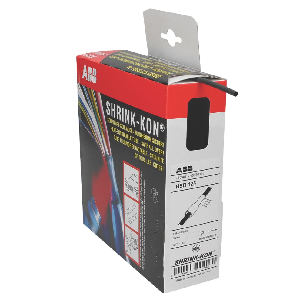 CED HSB93B Black Heat Shrink Tubing 2.4mm x 11.5m