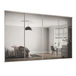 Spacepro Classic 4-Door Sliding Wardrobe Door Kit Cashmere Frame Mirror Panel 2978mm x 2260mm