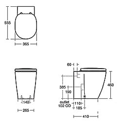 Ideal Standard Concept Freedom  Raised Height Back-to-Wall Toilet Pan