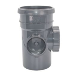 FloPlast  Push-Fit 2-Boss Single Socket Soil Access Pipe Anthracite Grey 110mm