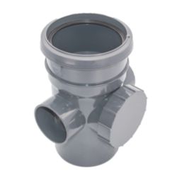 FloPlast  Push-Fit 2-Boss Single Socket Soil Access Pipe Anthracite Grey 110mm
