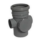 FloPlast  Push-Fit 2-Boss Single Socket Soil Access Pipe Anthracite Grey 110mm