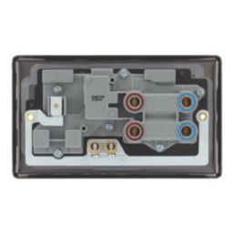 LAP  45A 2-Gang 2-Pole Cooker Switch & 13A DP Switched Socket Antique Brass with LED with Black Inserts