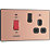 British General Evolve 45A 2-Gang 2-Pole Cooker Switch & 13A DP Switched Socket Copper with LED with Black Inserts