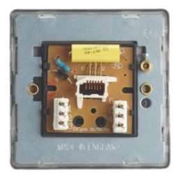 Contactum Lyric 1-Gang Master Telephone Socket Brushed Steel with Black Inserts