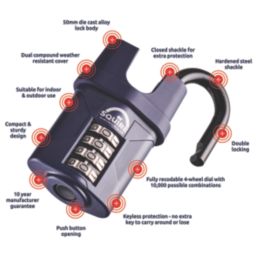 Squire  Water-Resistant Closed Shackle Combination  Padlock Blue 50mm