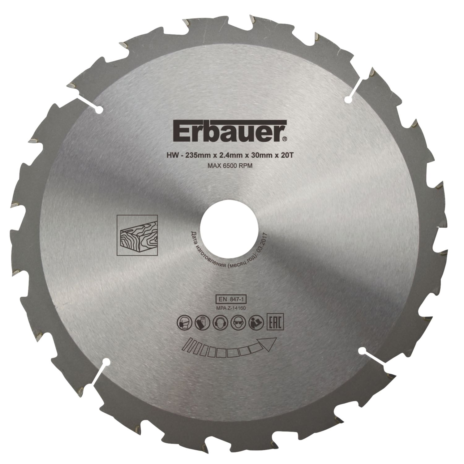 Erbauer Wood TCT Saw Blade 235mm x 30mm 20T (7615V)