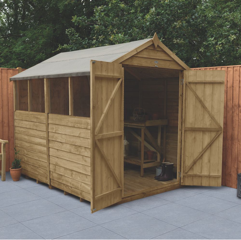 forest 6' x 8' nominal apex overlap timber shed wooden