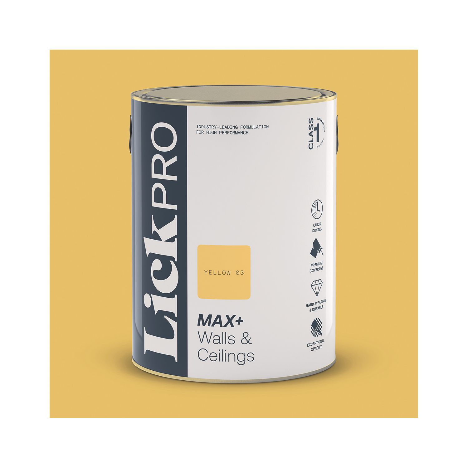 LickPro Max+ 5Ltr Yellow 03 Matt Emulsion Paint (761JY)
