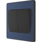 British General Evolve 20A 16AX 2-Gang 2-Way Wide Rocker Light Switch  Blue with Black Inserts