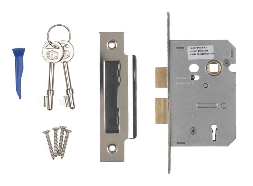 51.05.65 Mortice Door Sash Lock 3 Lever 75mm 3 Satin Stainless