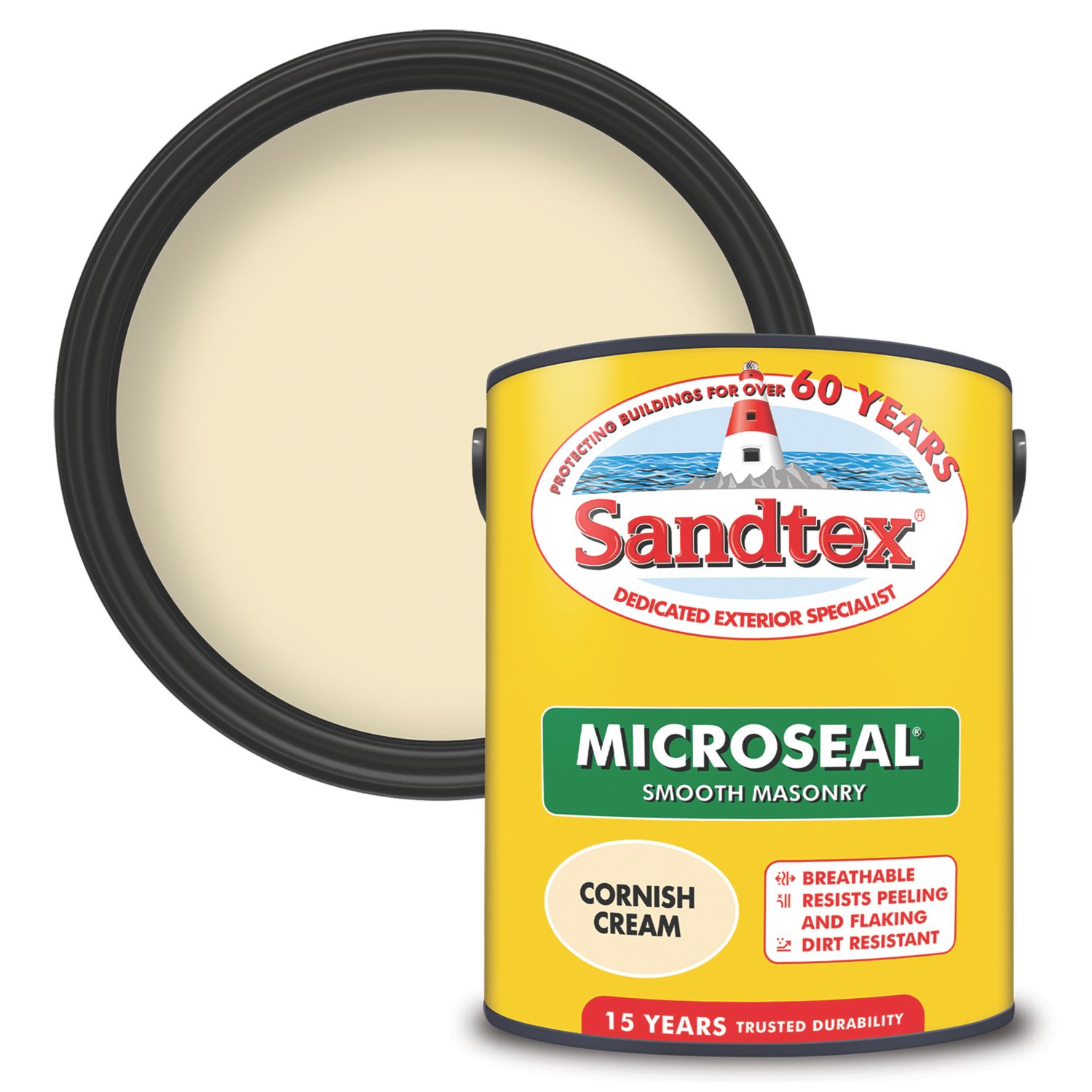 Sandtex 5Ltr Ultra Smooth Cornish Cream Masonry Paint (76230)