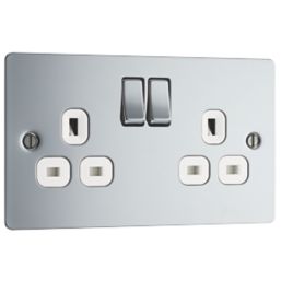 LAP  13A 2-Gang DP Switched Plug Socket Polished Chrome  with White Inserts 5 Pack