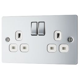 LAP  13A 2-Gang DP Switched Plug Socket Polished Chrome  with White Inserts 5 Pack