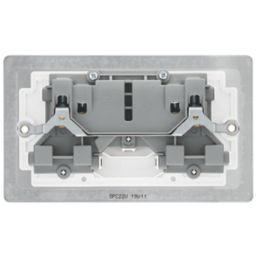 LAP  13A 2-Gang DP Switched Plug Socket Polished Chrome  with White Inserts 5 Pack