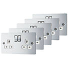 LAP  13A 2-Gang DP Switched Plug Socket Polished Chrome  with White Inserts 5 Pack