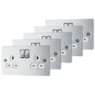 LAP  13A 2-Gang DP Switched Plug Socket Polished Chrome  with White Inserts 5 Pack