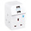 Masterplug 13A Fused 3-Way Socket Adaptor + 2.1A 2-Outlet Type A USB Charger White