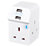 Masterplug 13A Fused 3-Way Socket Adaptor + 2.1A 2-Outlet Type A USB Charger White