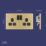 LAP  13A 2-Gang DP Switched Switched Socket Satin Brass  with Black Inserts