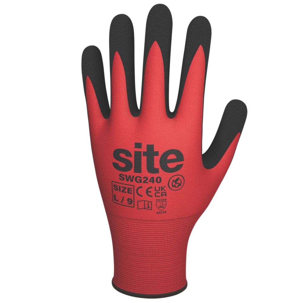 Site Gloves Red/Black Large Screwfix