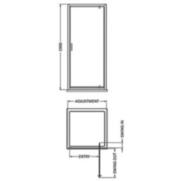 ETAL  Framed Rectangular Pivot Shower Door Polished Chrome 755mm x 1900mm