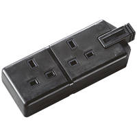 Masterplug 13A 2-Gang Unfused Rewireable Socket  Black