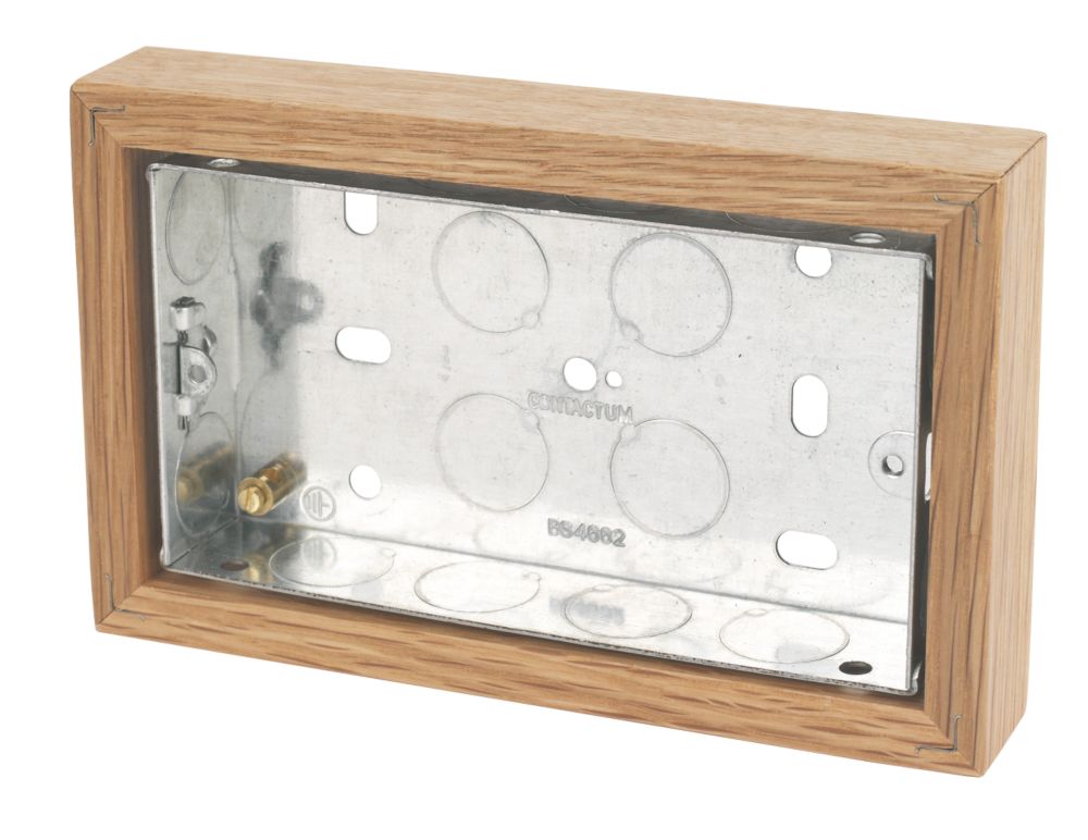 Varilight  2-Gang Surface Pattress Classic Oak Double Wall Box 25mm