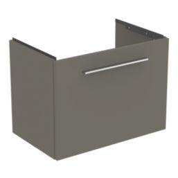 Ideal Standard i.life S Wall Hung Vanity Unit with Chrome Handle & Basin Matt Quartz Grey 610mm x 385mm x 475mm