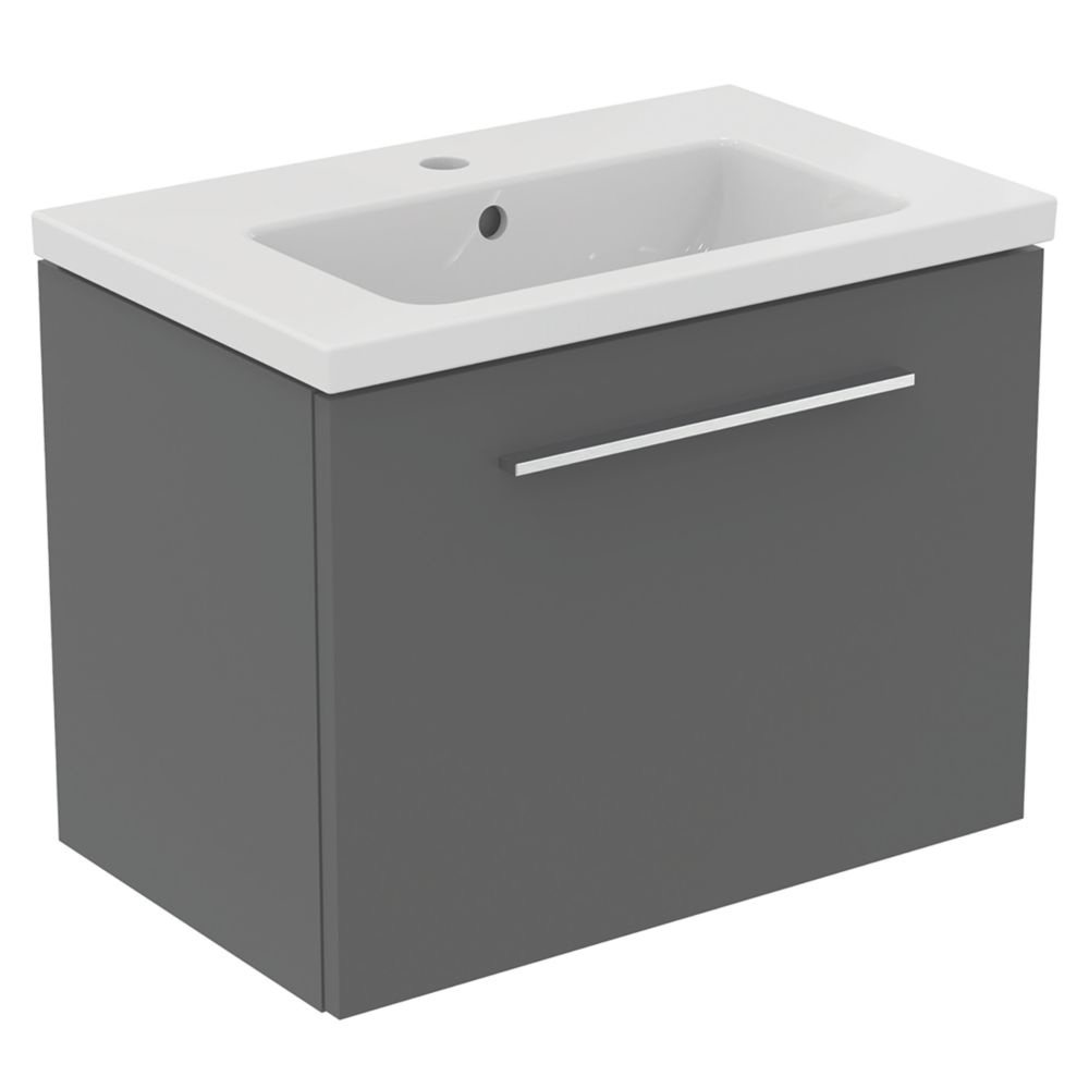 Ideal Standard i.life S Wall Hung Vanity Unit with Chrome Handle & Basin Gloss White 610mm x 385mm x 475mm - 9