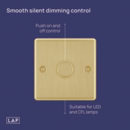 LAP  1-Gang 2-Way LED Dimmer Switch  Satin Brass with Black Inserts