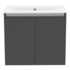 Newland  Double Door Wall-Mounted Vanity Unit with Basin Matt Midnight Mist 600mm x 450mm x 540mm