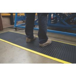 COBA Bubblemat Anti-Fatigue Floor Middle Mat Black/Yellow 0.9m x 0.6m x 14mm