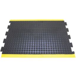 COBA Bubblemat Anti-Fatigue Floor Middle Mat Black/Yellow 0.9m x 0.6m x 14mm