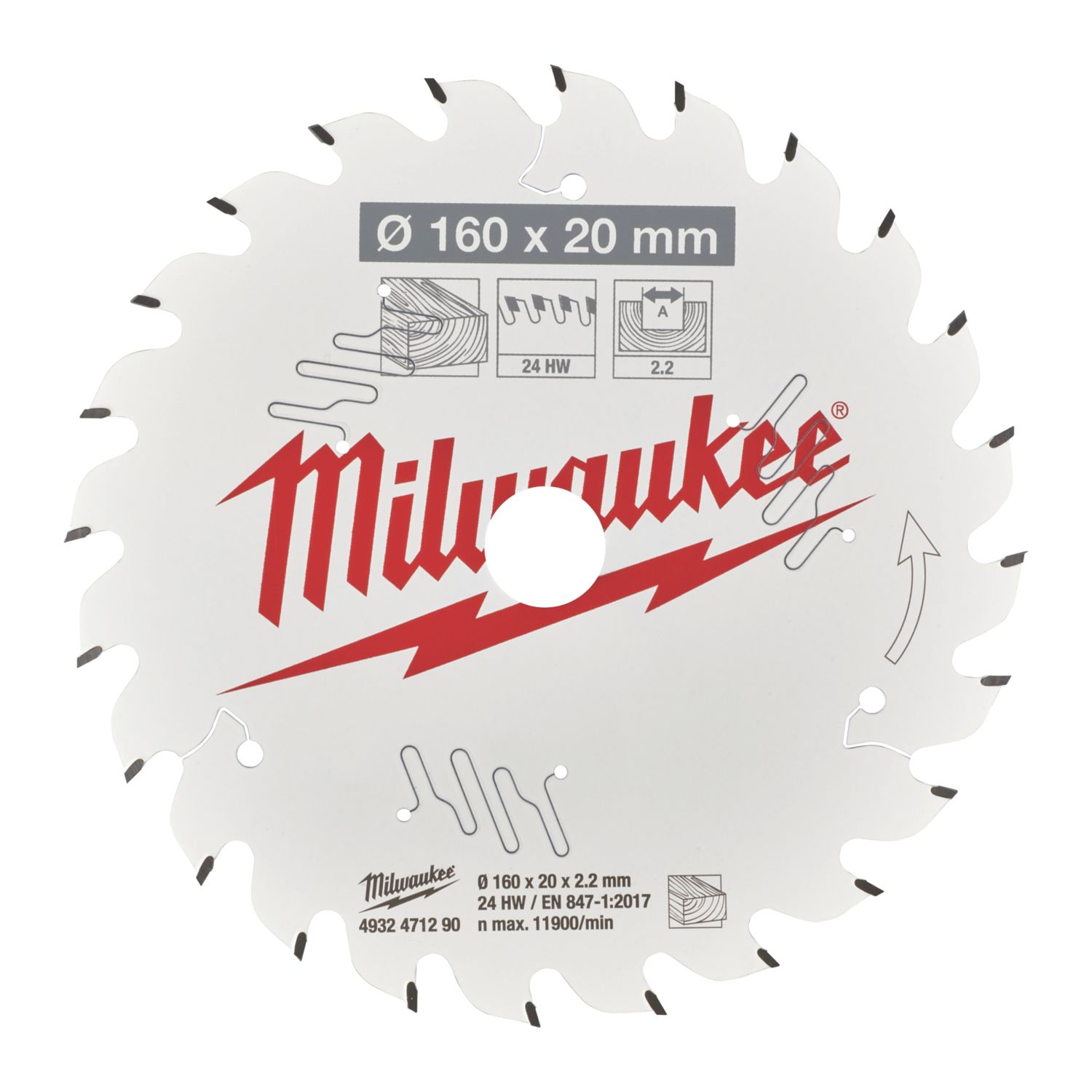 Milwaukee Wood Circular Saw Blade 160mm x 20mm 24T (764GE)